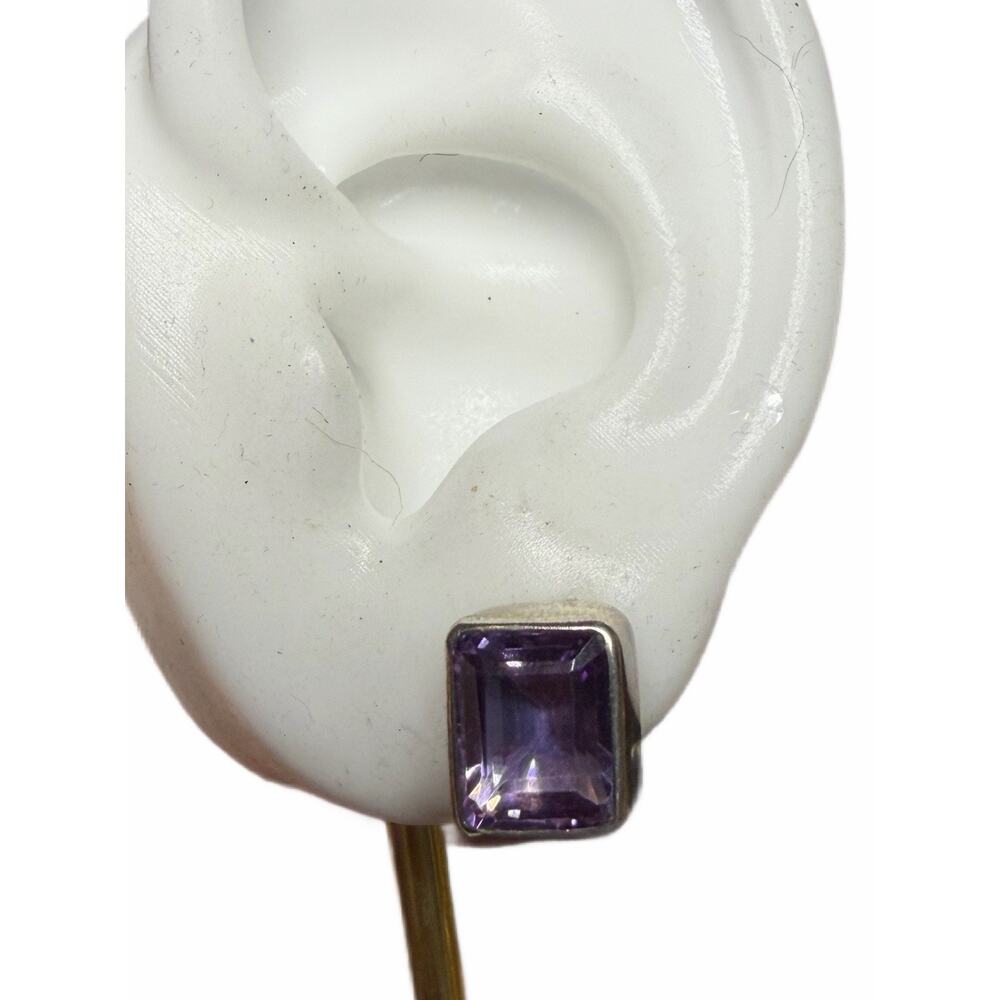 Lori Bonn Women’s Stud Earrings Sterling Silver 925 Amethyst
